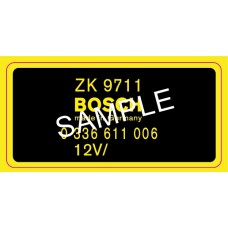Bosch RPM Transducer decal for 911 / 914-6 1969-1971