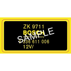 Bosch RPM Transducer decal for 911 / 914-6 1969-1971 art.no BOSCHRPMBLACKZK